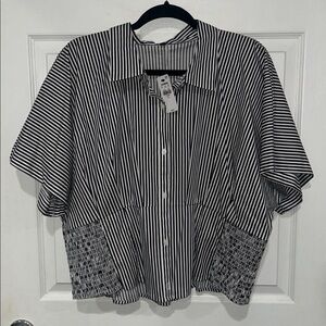 NWT Express Stripped Fitted Button-Up